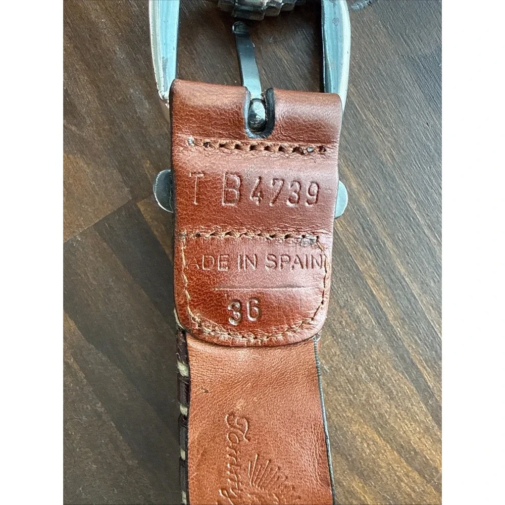 Vtg Tommy Bahama Braided Leather Brown Belt Made In Spain Mens Size 36TB 4739